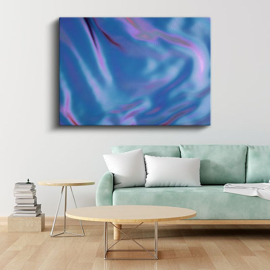 Mavi Dalga - Akışkan Pembe Geçişli Soyut Desen Kanvas Tablo