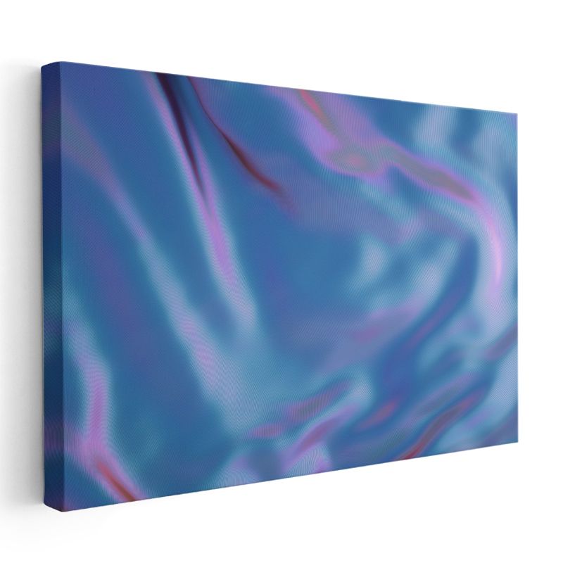 Mavi Dalga - Akışkan Pembe Geçişli Soyut Desen Kanvas Tablo