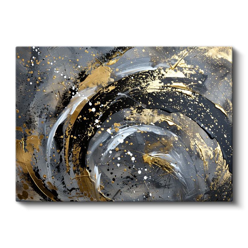 Kozmik Girdap - Altın Sıçramalı Dinamik Daire Kanvas Tablo