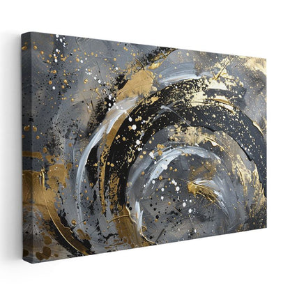 Kozmik Girdap - Altın Sıçramalı Dinamik Daire Kanvas Tablo
