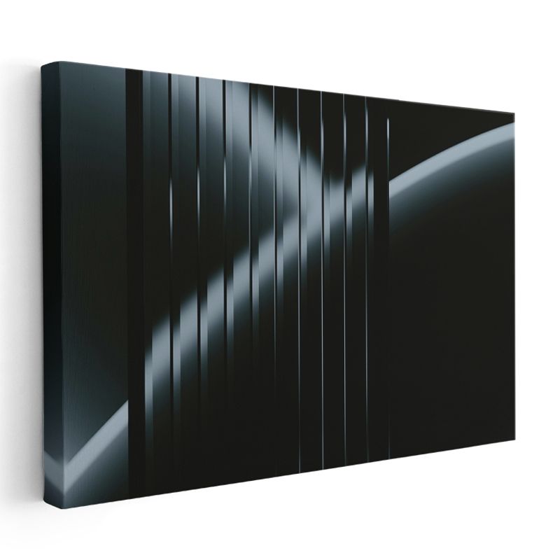 Minimalist Çizgi - Siyah Üzeri Gri Geometrik Yapı Kanvas Tablo