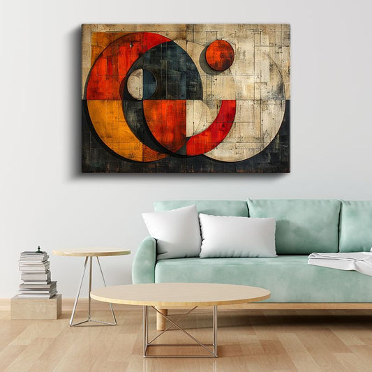 Geometrik Denge - Modern Daire Kompozisyonu Kanvas Tablo