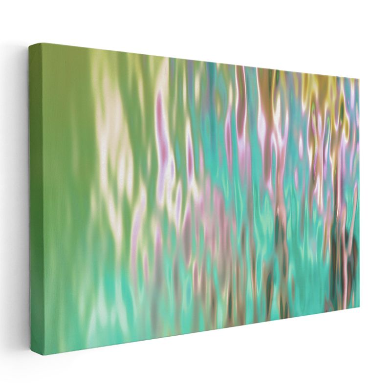Yeşil Dalga - Turkuaz Akışkan Dikey Çizgiler Kanvas Tablo