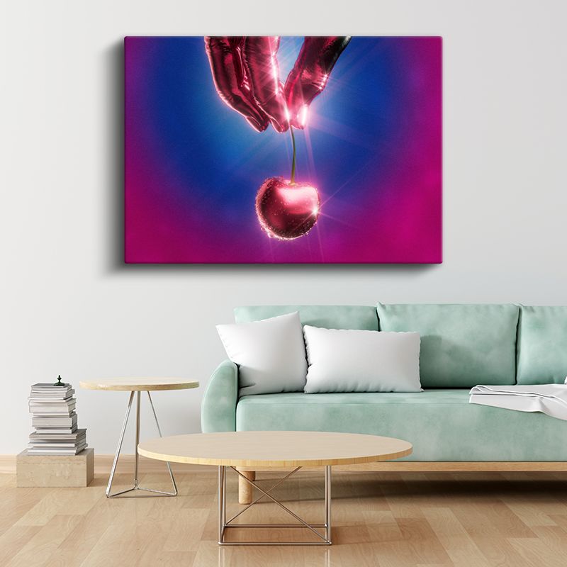 Kozmik Kiraz - Metalik Dokunuş Neon Işıltılı Kanvas Tablo
