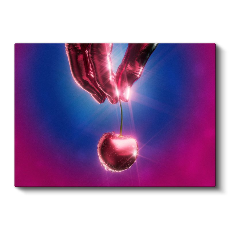Kozmik Kiraz - Metalik Dokunuş Neon Işıltılı Kanvas Tablo