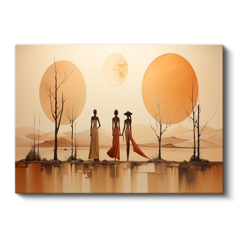 Çöl Siluetleri - Minimalist Figürler Yansımalı Kanvas Tablo