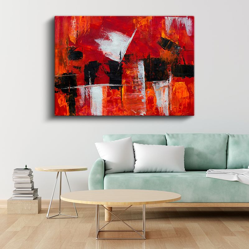 Ateş Soyutu - Geometrik Kontrast Ekspresyonist Kanvas Tablo