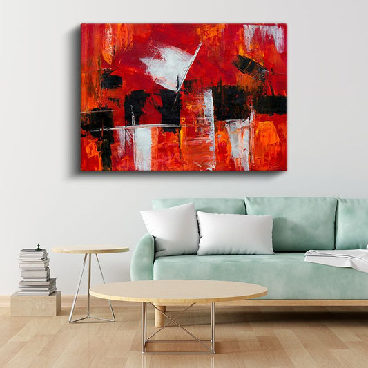 Ateş Soyutu - Geometrik Kontrast Ekspresyonist Kanvas Tablo