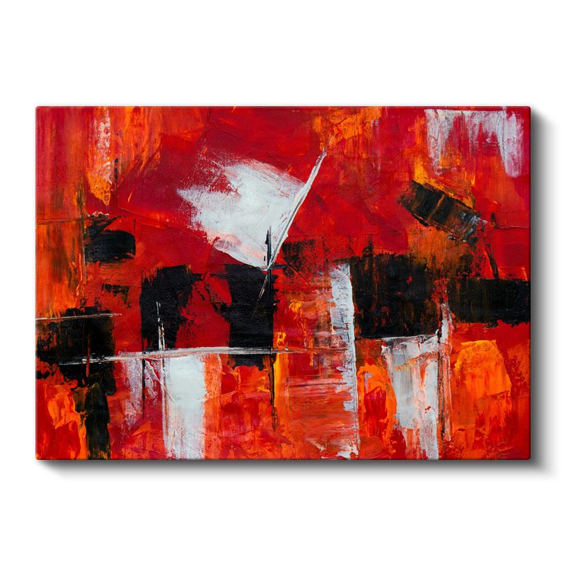 Ateş Soyutu - Geometrik Kontrast Ekspresyonist Kanvas Tablo