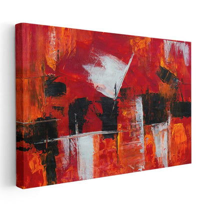 Ateş Soyutu - Geometrik Kontrast Ekspresyonist Kanvas Tablo