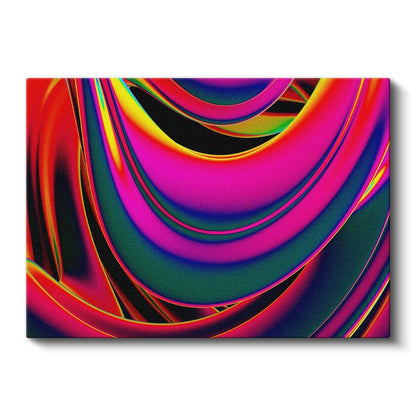 Neon Katmanlar - Dinamik Kavisli Şeritler Kanvas Tablo