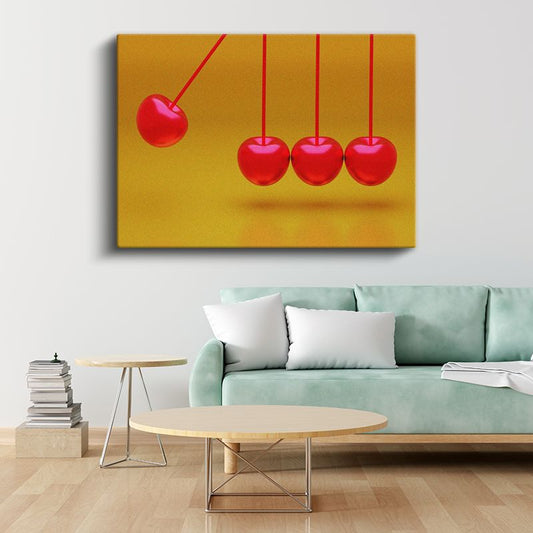 Kinetik Kirazlar - Minimalist Sarı Kontrast Kanvas Tablo