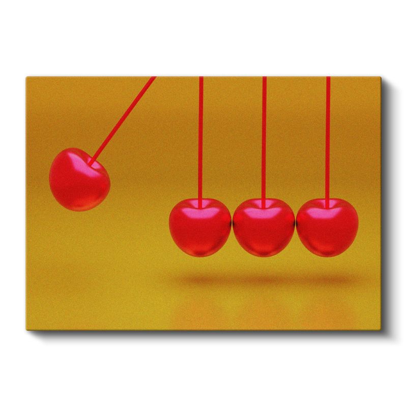 Kinetik Kirazlar - Minimalist Sarı Kontrast Kanvas Tablo