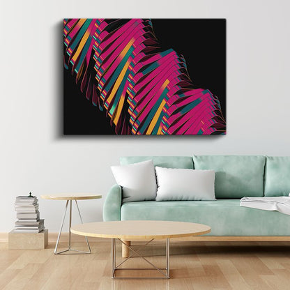 Ritmik Şeritler - Çok Renkli Geometrik Dalga Kanvas Tablo