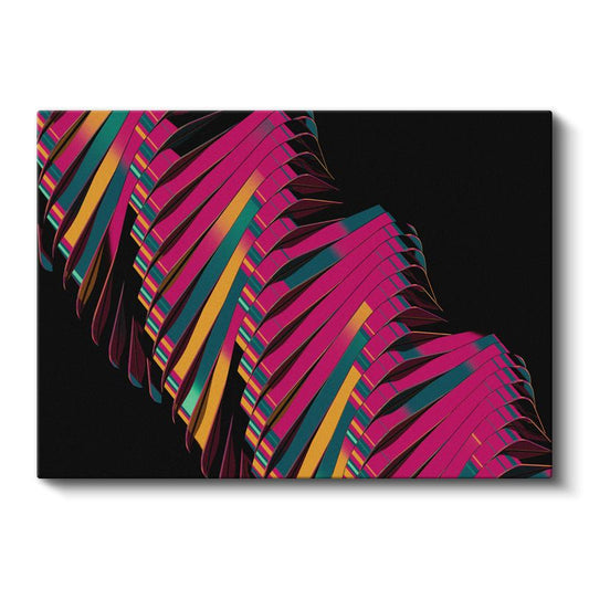 Ritmik Şeritler - Çok Renkli Geometrik Dalga Kanvas Tablo