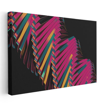 Ritmik Şeritler - Çok Renkli Geometrik Dalga Kanvas Tablo