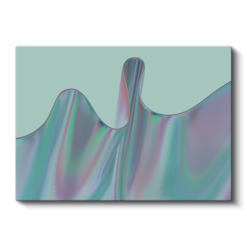 Holografik Dalgalar - Pastel Mint Üç Boyutlu Kanvas Tablo