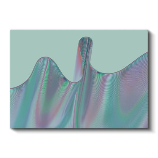 Holografik Dalgalar - Pastel Mint Üç Boyutlu Kanvas Tablo