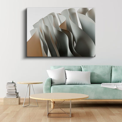 Kağıt Kıvrımları - Monokrom Minimalist Heykel Kanvas Tablo