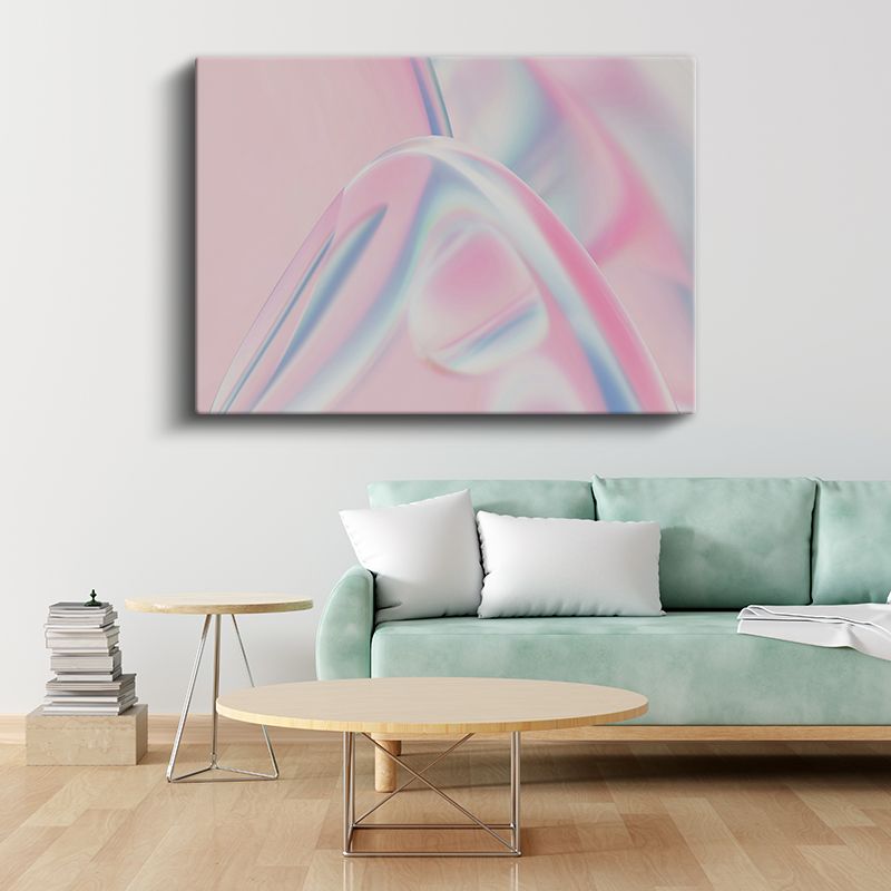 Holografik Kavis - Pastel Pembe Minimalist Form Kanvas Tablo