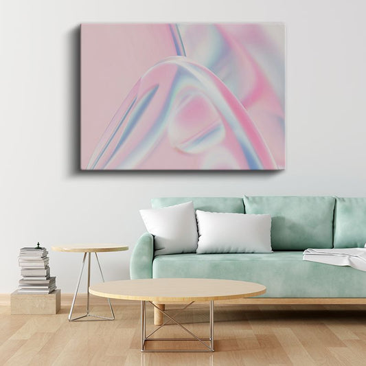 Holografik Kavis - Pastel Pembe Minimalist Form Kanvas Tablo