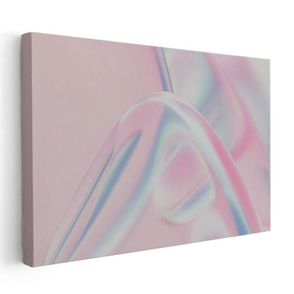 Holografik Kavis - Pastel Pembe Minimalist Form Kanvas Tablo