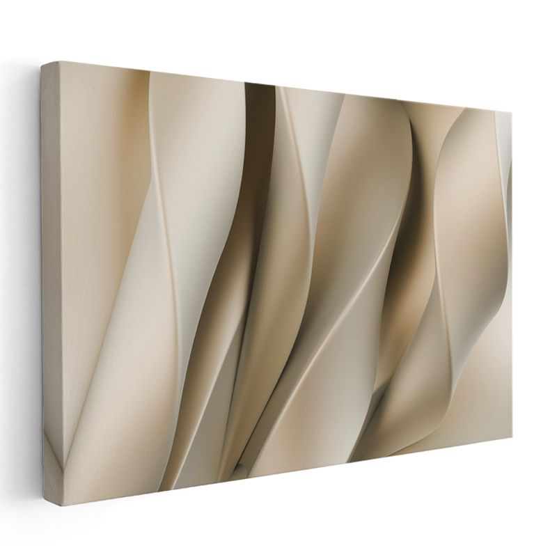 Zarif Dalgalar - Bej Tonlarında Minimalist Soyut Kanvas Tablo