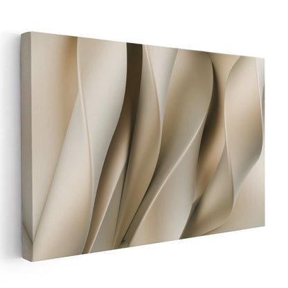 Zarif Dalgalar - Bej Tonlarında Minimalist Soyut Kanvas Tablo