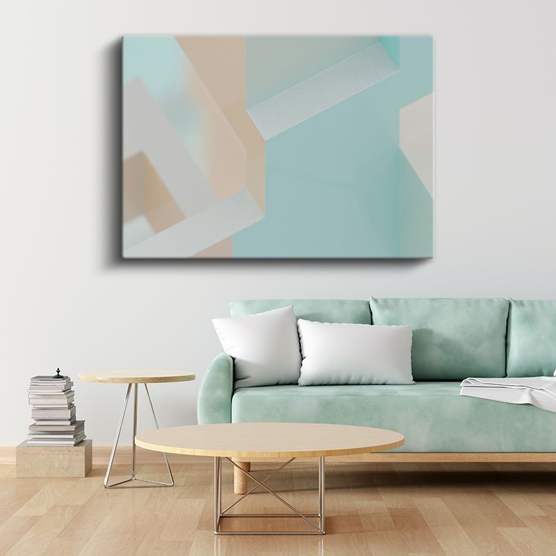 Geometrik Denge - Pastel Mavi Minimalist Kompozisyon Kanvas Tablo