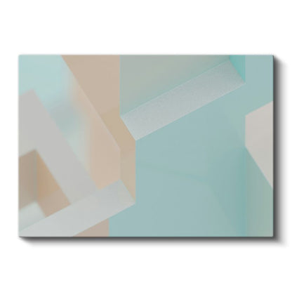 Geometrik Denge - Pastel Mavi Minimalist Kompozisyon Kanvas Tablo