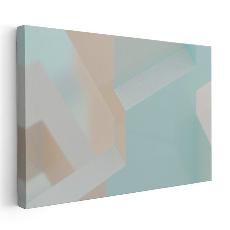 Geometrik Denge - Pastel Mavi Minimalist Kompozisyon Kanvas Tablo