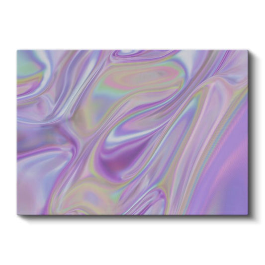 Holografik Akış - Mor Pembe Soyut Dalga Desenleri Kanvas Tablo