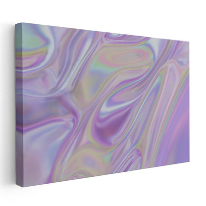 Holografik Akış - Mor Pembe Soyut Dalga Desenleri Kanvas Tablo