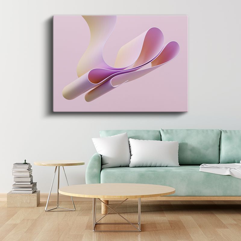 Pembe Harmoni - Yumuşak Kıvrımlı Üç Boyutlu Formlar Kanvas Tablo
