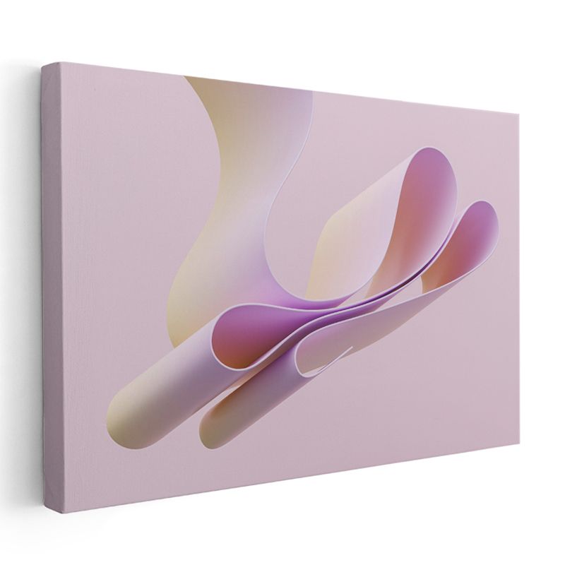 Pembe Harmoni - Yumuşak Kıvrımlı Üç Boyutlu Formlar Kanvas Tablo