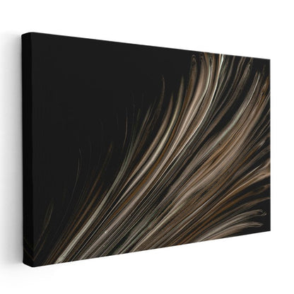Altın Işıltı - Siyah Zeminde Dramatik Çizgiler Kanvas Tablo