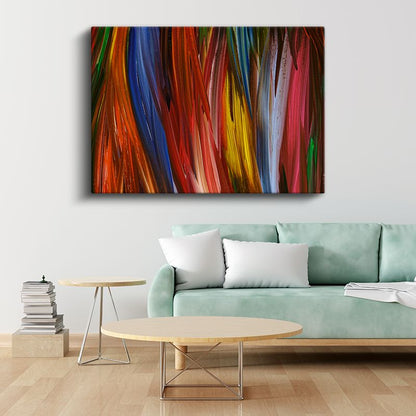 Renk Şöleni - Canlı Dikey Fırça Darbeleri Kanvas Tablo