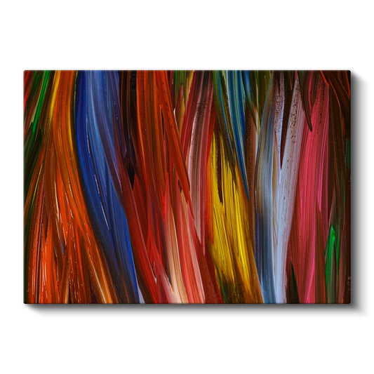 Renk Şöleni - Canlı Dikey Fırça Darbeleri Kanvas Tablo