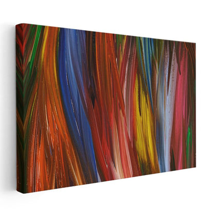 Renk Şöleni - Canlı Dikey Fırça Darbeleri Kanvas Tablo