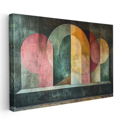 Geometrik Harmoni - Renkli Yarım Dairelerle Modern Kompozisyon Kanvas Tablo