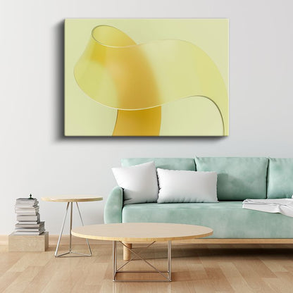 Sarı Akışkan Form - Minimalist 3D Soyut Tasarım Kanvas Tablo