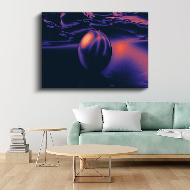 Kozmik Küre - Mor ve Turuncu Tonlarda Soyut Gezegen Kanvas Tablo