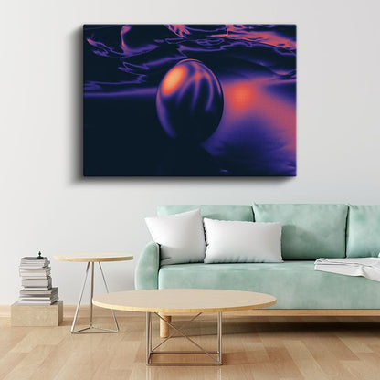 Kozmik Küre - Mor ve Turuncu Tonlarda Soyut Gezegen Kanvas Tablo