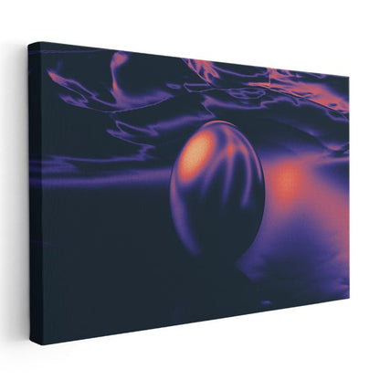 Kozmik Küre - Mor ve Turuncu Tonlarda Soyut Gezegen Kanvas Tablo