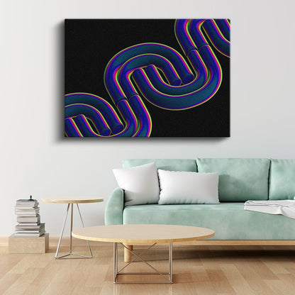 Neon Spiral - Çok Boyutlu Geometrik Soyut Kanvas Tablo