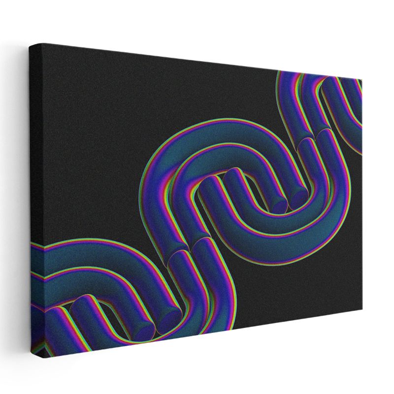 Neon Spiral - Çok Boyutlu Geometrik Soyut Kanvas Tablo