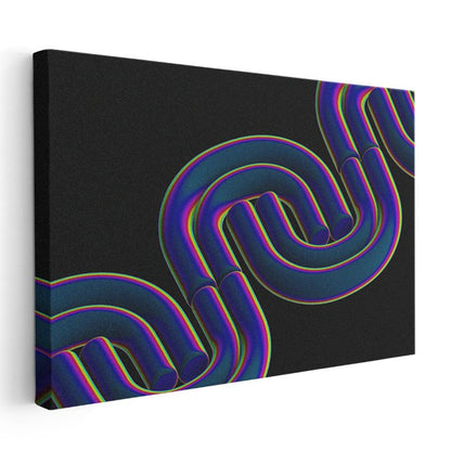 Neon Spiral - Çok Boyutlu Geometrik Soyut Kanvas Tablo
