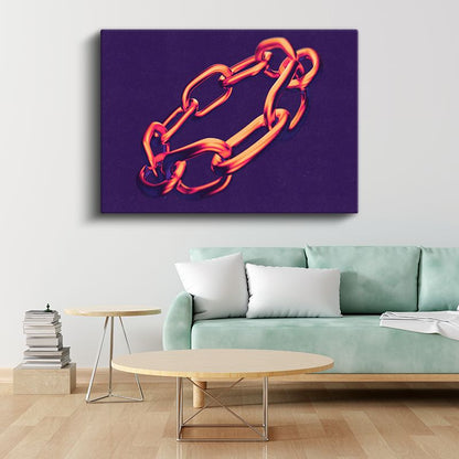 Turuncu Zincir - Modern Minimalist 3D Kanvas Tablo