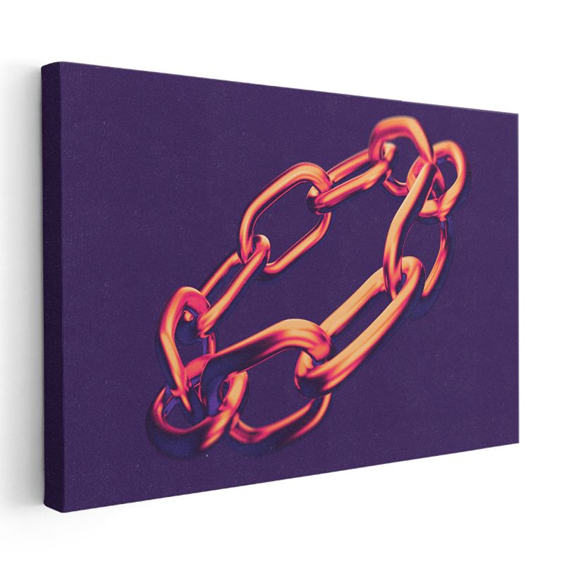 Turuncu Zincir - Modern Minimalist 3D Kanvas Tablo