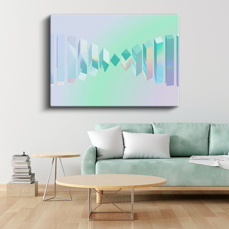 Holografik Küpler - Geometrik Mimari Soyut Kanvas Tablo